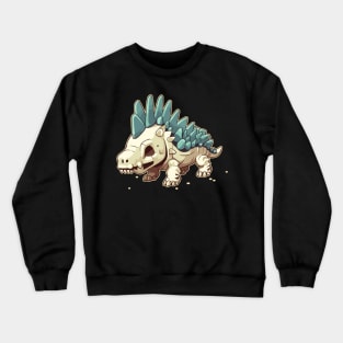 Scary Chibi Stegosaurus Isometric Dinosaur monster Crewneck Sweatshirt